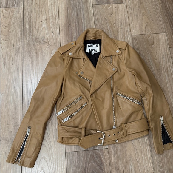 Walter Baker lamb leather biker jacket beige xs - Picture 6 of 6